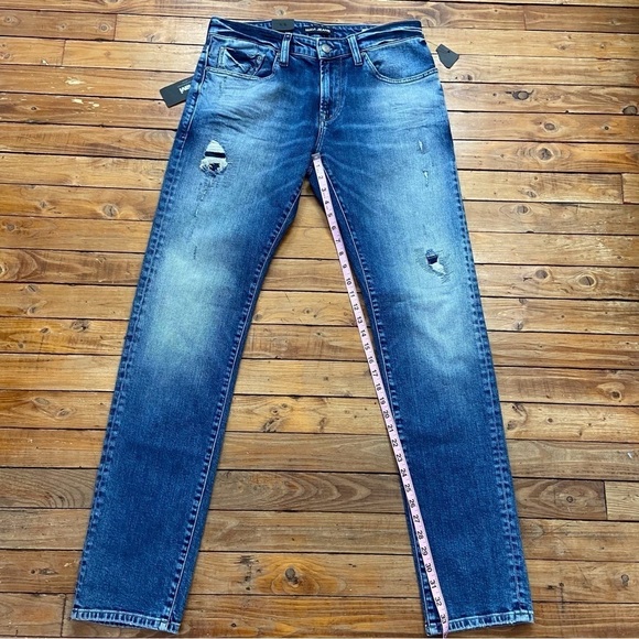 Mavi Jake mens blue jeans 32/34 slim leg distressed ripped denim - Picture 9 of 12